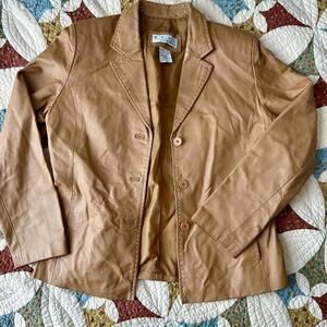 Vintage 90s tan100% real leather jacket with a boho vibe